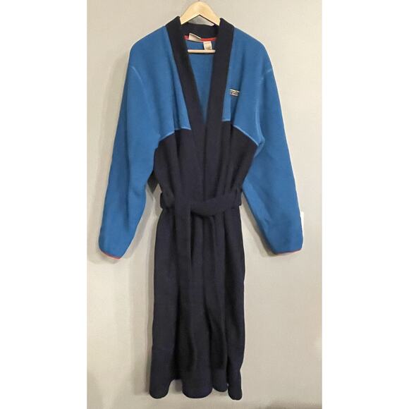 LL Bean Katahdin Robe Fleece Colorblock Pockets Logo‎ Mens L - Picture 1 of 12
